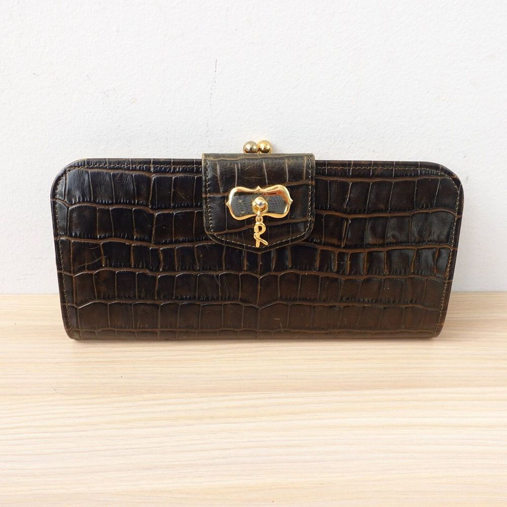 Roberta Di Camerino‎ Wallet Leather Crocodile Croco Exotic Long Envelope Italy